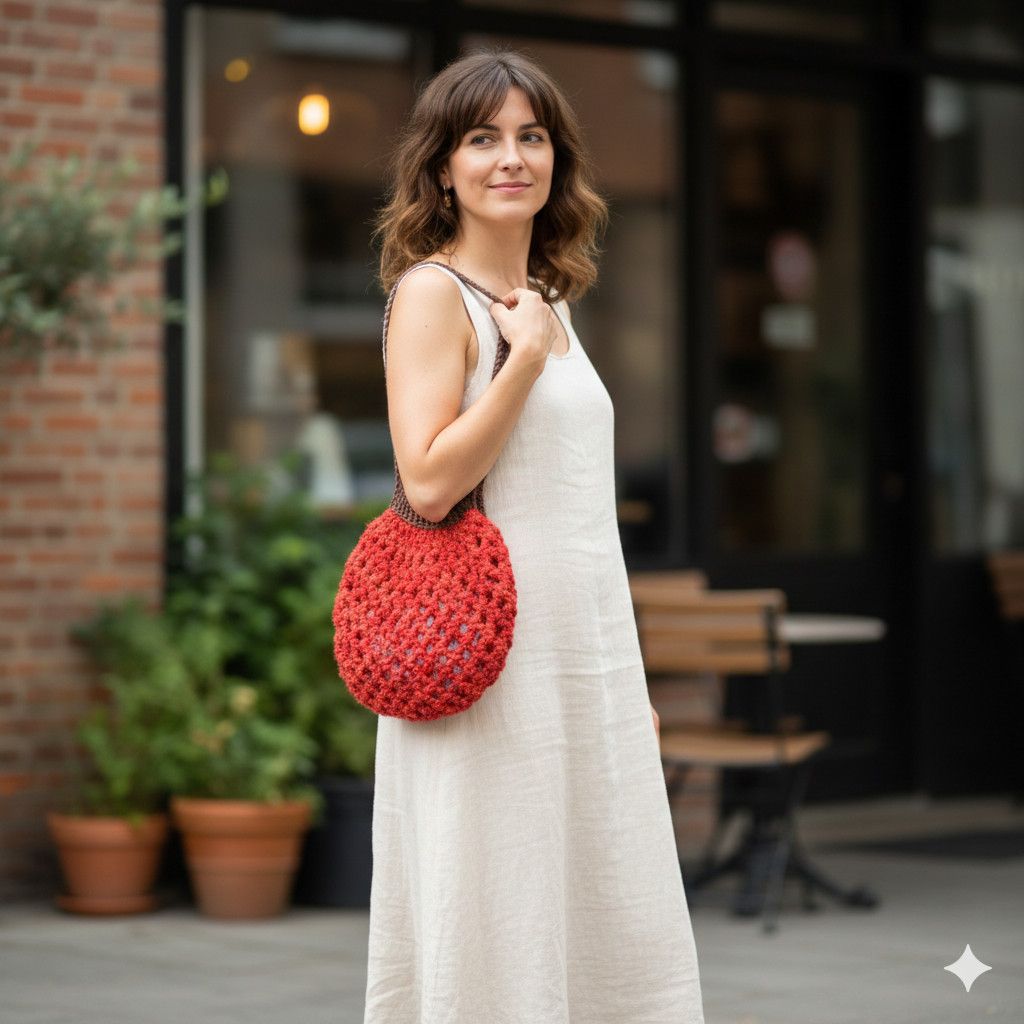 Handmade Handmade Mini Farmers Market Bag Crochet French Net Beach Size ONE SIZE - 3 Thumbnail