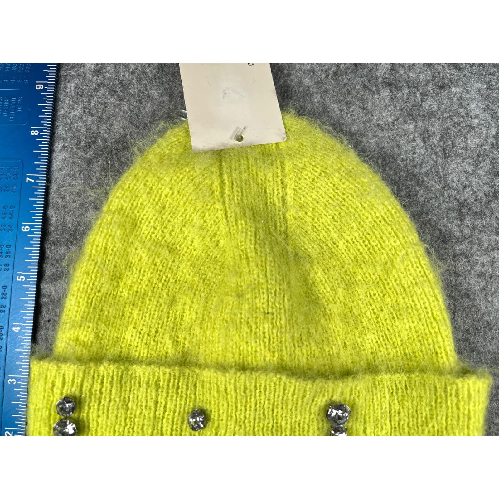 Vintage A New Day Beanie Toque Women's One Size Neon Green Knit Rhinestone Polyester NEW Size ONE SIZE - 3 Thumbnail