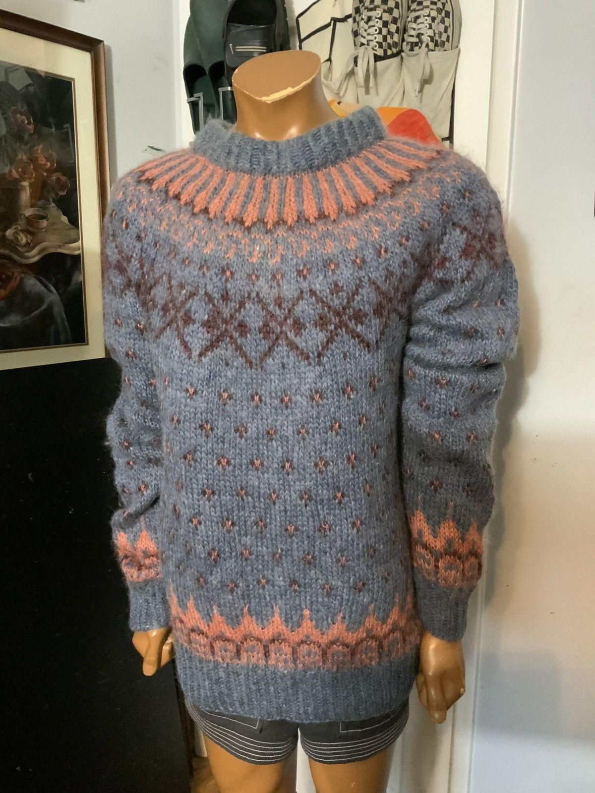 Vintage Vintage 70s Fair Isle Mohair Wool Fuzzy Knit Sweater Size US M / EU 48-50 / 2 - 10 Thumbnail