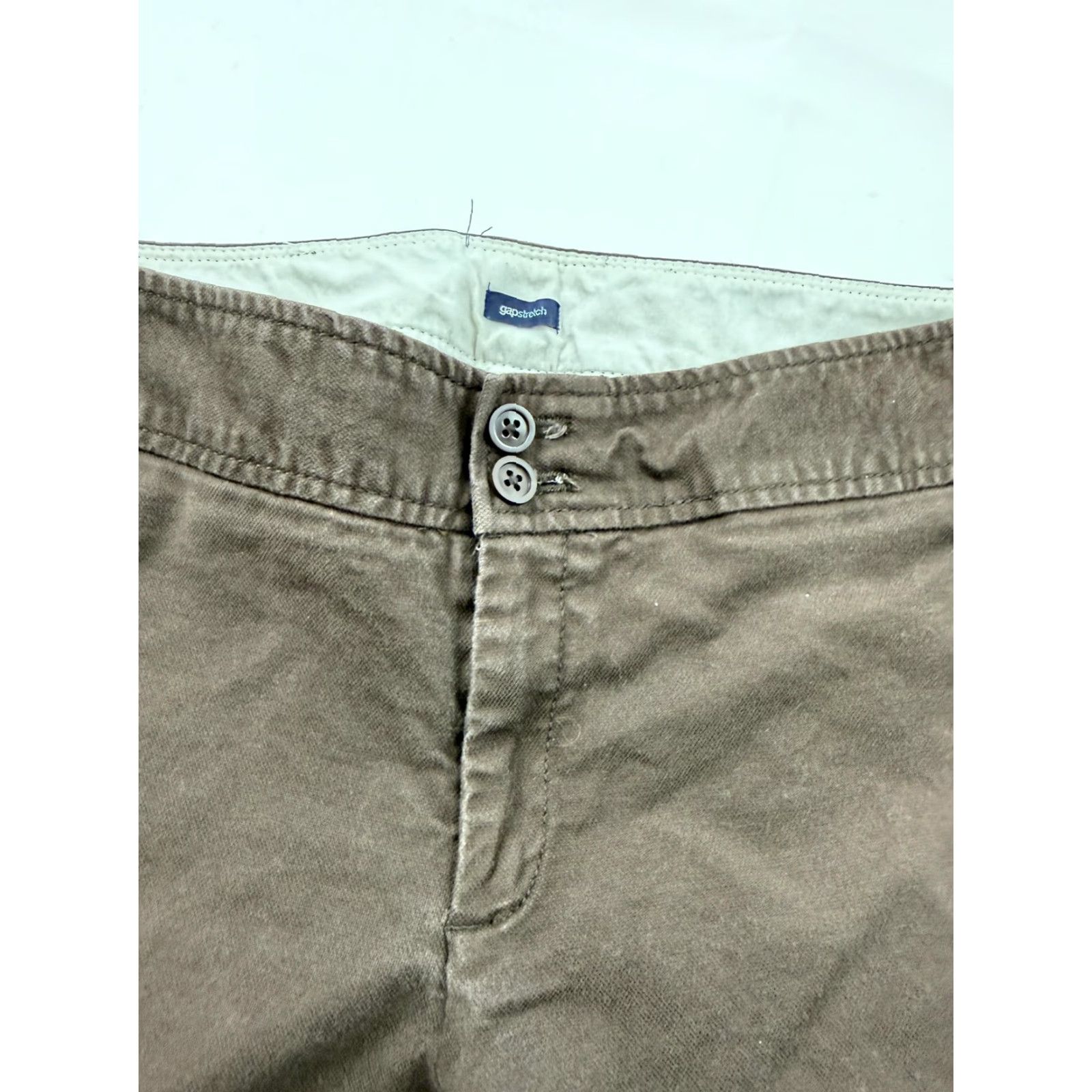 Gap Gap Womens Capri Pants 12 Brown Straight Leg Twill Casual Slit Pockets Stretch Crop Summer Capris Women Mens? Size 34" / US 12 / IT 48 - 3 Thumbnail