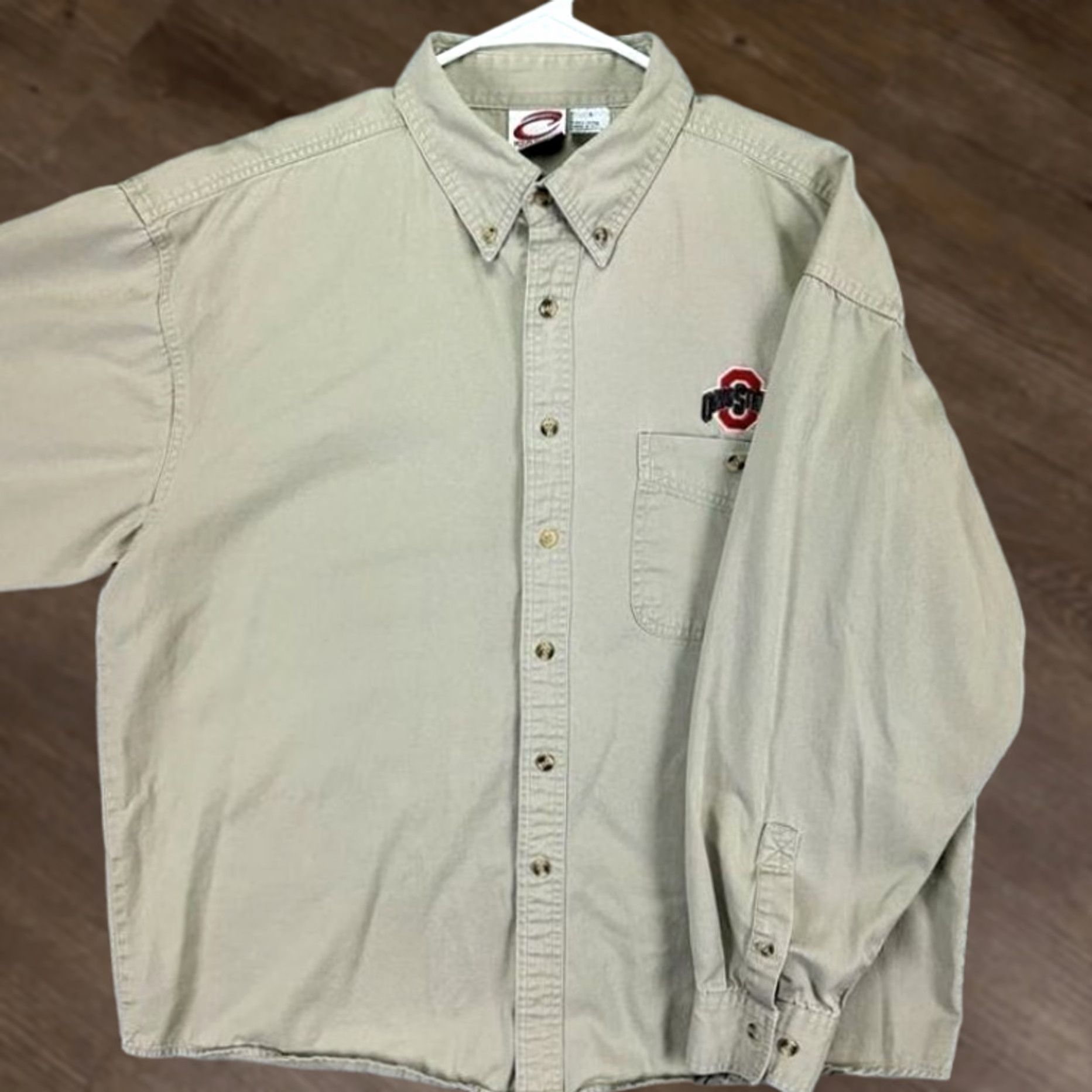 Vintage Ohio State Buckeyes Cadre Button-Down Shirt Long Sleeve Tan Beige Crewneck? Size US L / EU 52-54 / 3 - 1 Thumbnail