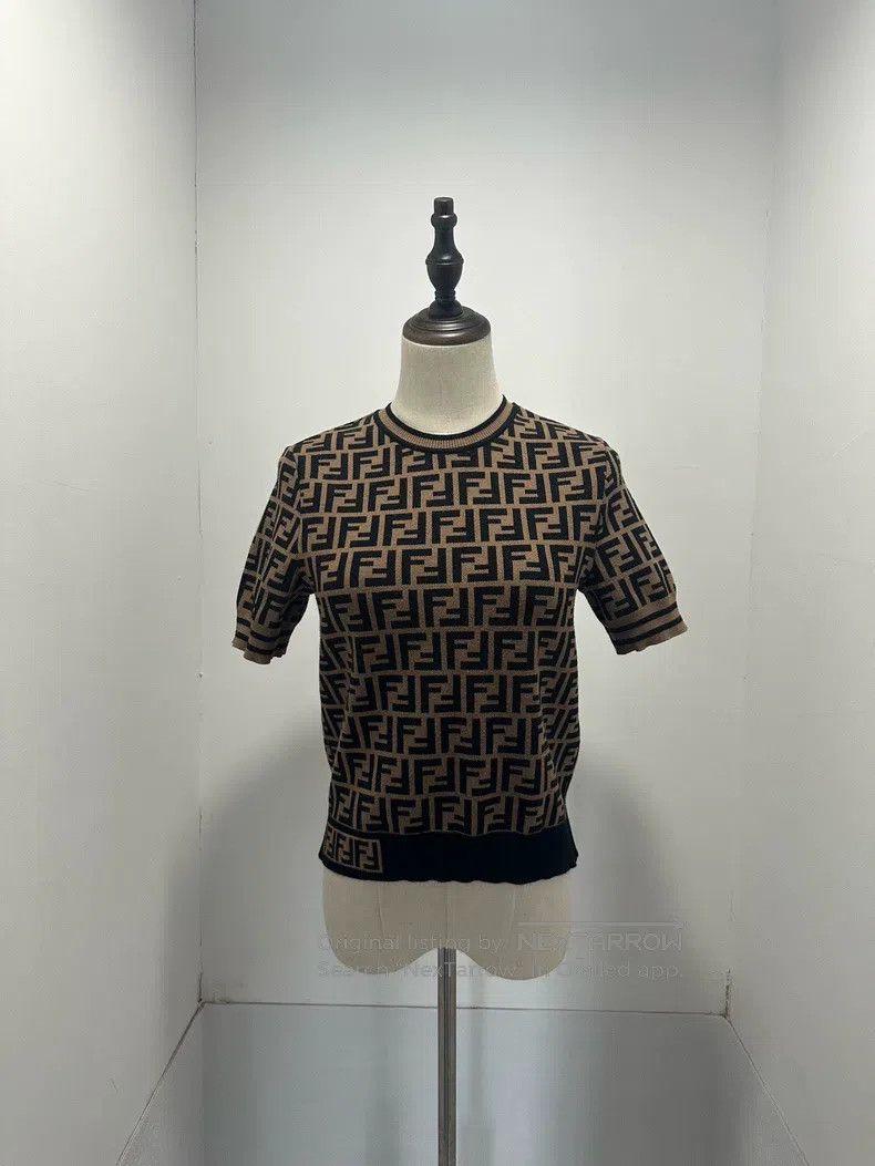 Fendi FF Full Print Knit Short Sleeve Shirt