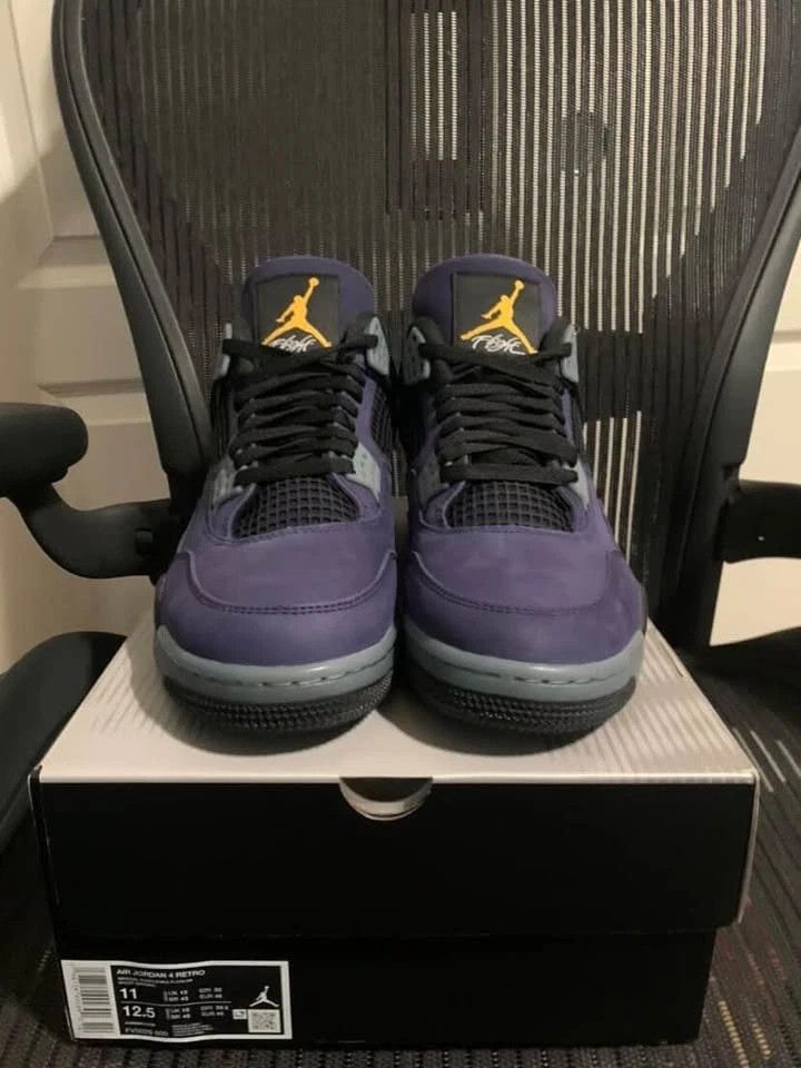 Jordan Brand Air Jordan 4 Retro Lakers Imperial Purple Size 11 Mens Size US 11 / EU 44 - 3 Thumbnail