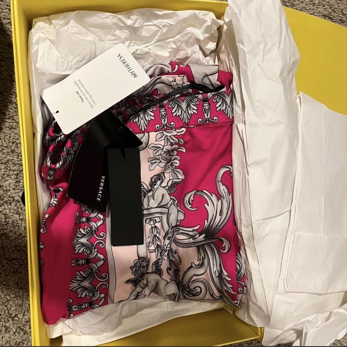 Versace Versace Baroque Pink Print Leggings IT 48 NWT $1256 Retail Size 34" / US 12 / IT 48 - 2 Thumbnail