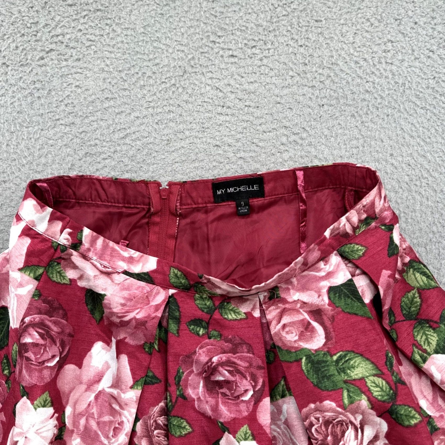Vintage VINTAGE My Michelle Floral Skirt Womens Juniors 9 Pink Magenta Pleated Short Skirt 90s Womens Size 30" / US 8 / IT 44 - 2 Thumbnail