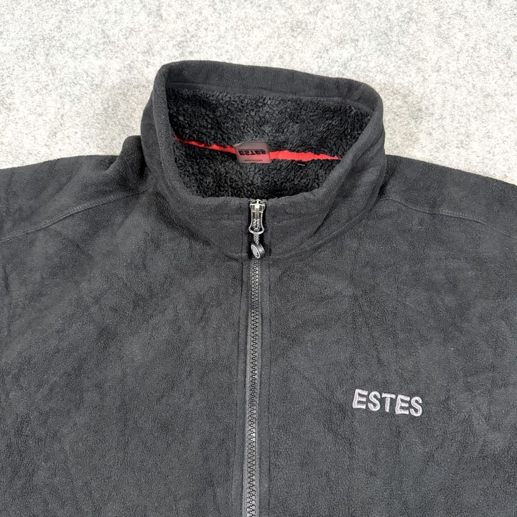 Vintage ESTES Jacket Men XL Black Fleece Full Zip Lightweight Long Sleeve Stand-Up Collar Cardio Winter Fall Spring Size US XL / EU 56 / 4 - 2 Thumbnail