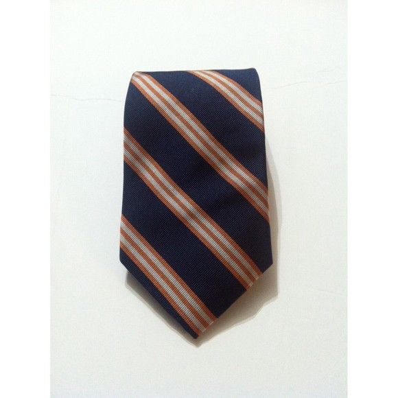 Jos. A. Bank JOS.A.BANK MENS NAVY 100%SILK STRIPED TIE WIDTH:3 7/8" Size ONE SIZE - 2 Thumbnail
