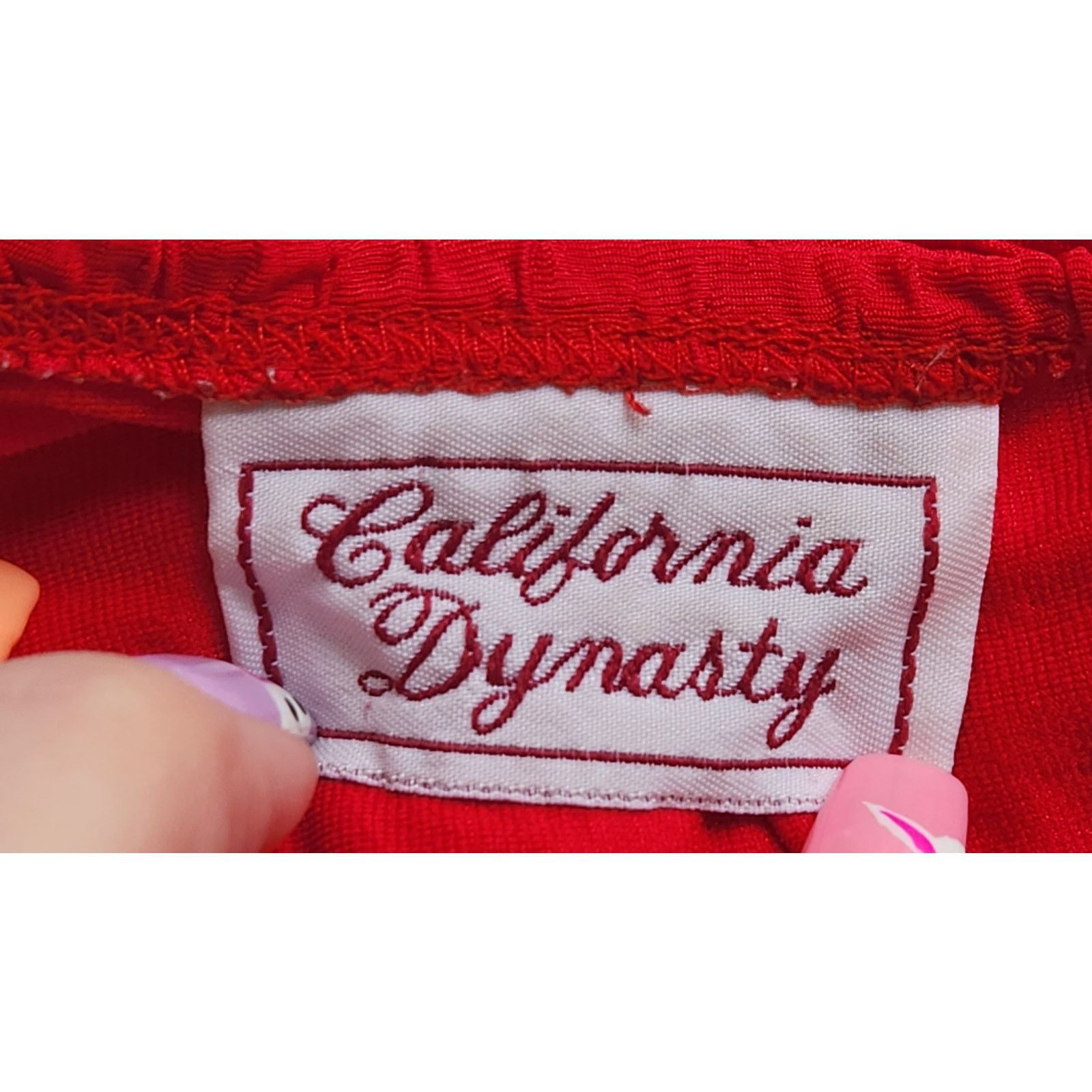 Other Vintage California Dynasty Red Crinkle Material Nightgown L Size ONE SIZE - 5 Thumbnail