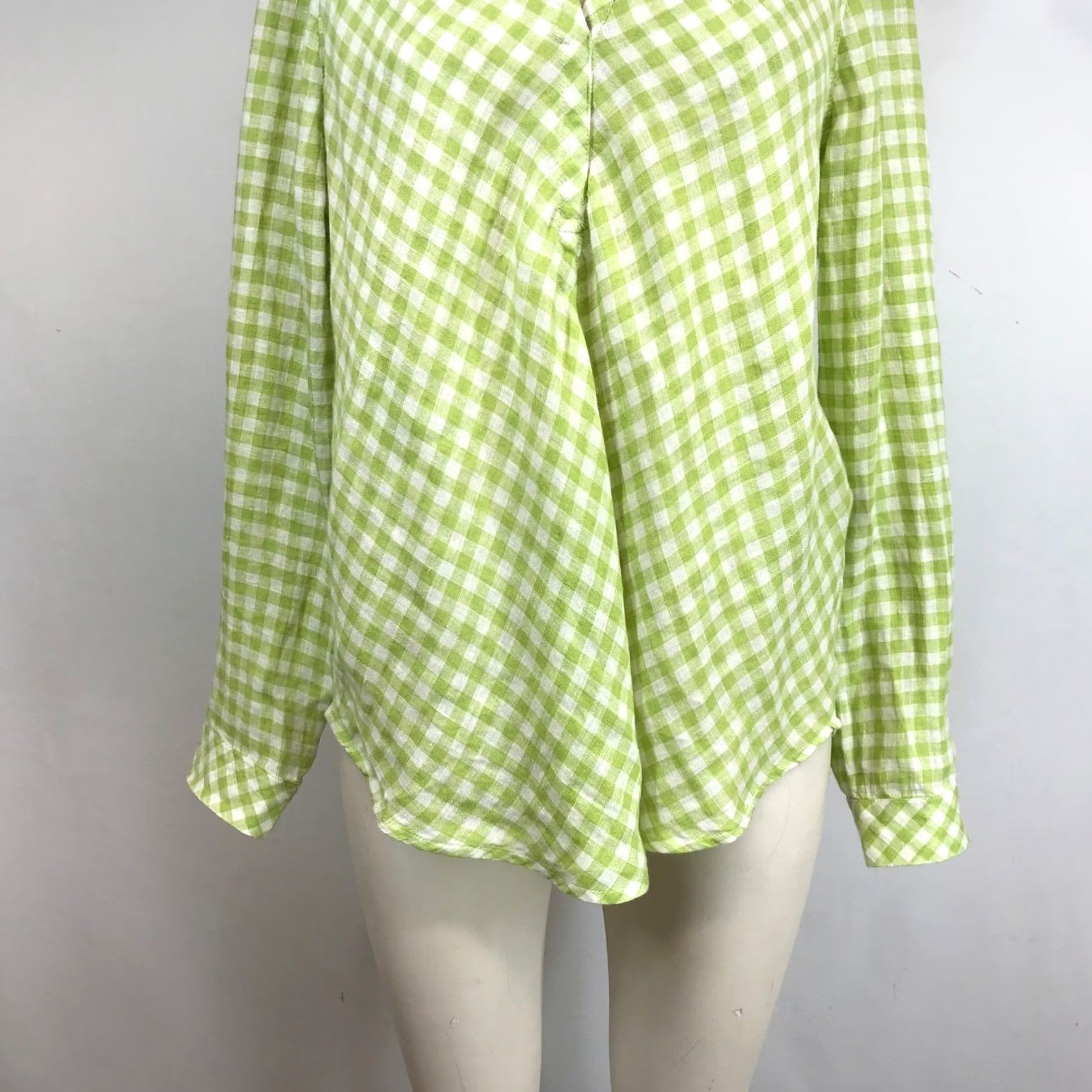 J. Jill J. Jill Love Linen Green Gingham Check 100% Linen Split Neck Tunic Blouse Womens M Size M / US 6-8 / IT 42-44 - 3 Thumbnail