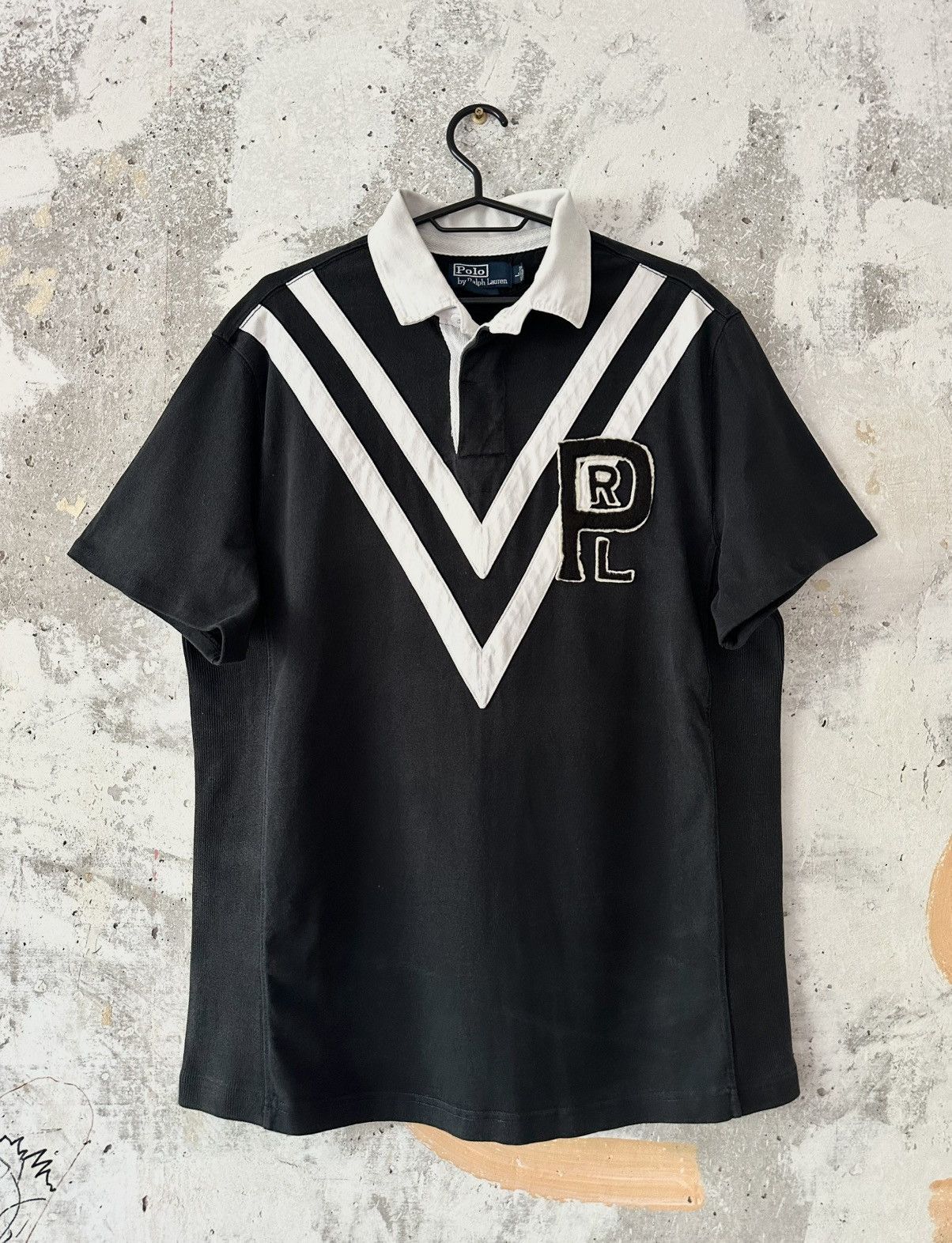 トップス 1990's Polo by Ralph Lauren rugger shirt Vintage 90s Polo Ralph Lauren Striped Rugby Longsleeve Shirt