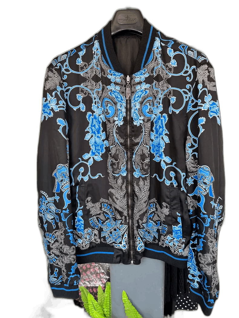 Versace Versace Blue Floral Reversible Jacket Size US XXL / EU 58 / 5 - 1 Thumbnail