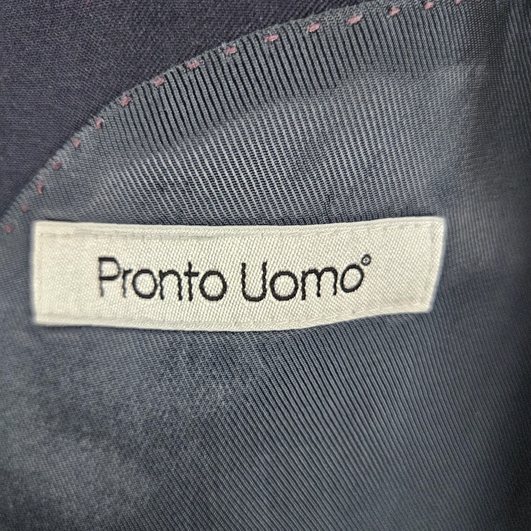 Pronto Uomo VINTAGE Pronto Uomo Blazer Sport Coat Navy 100% Wool 2 Button Double Vented Notch 42L Mens Jacket Men Size 42R - 3 Thumbnail
