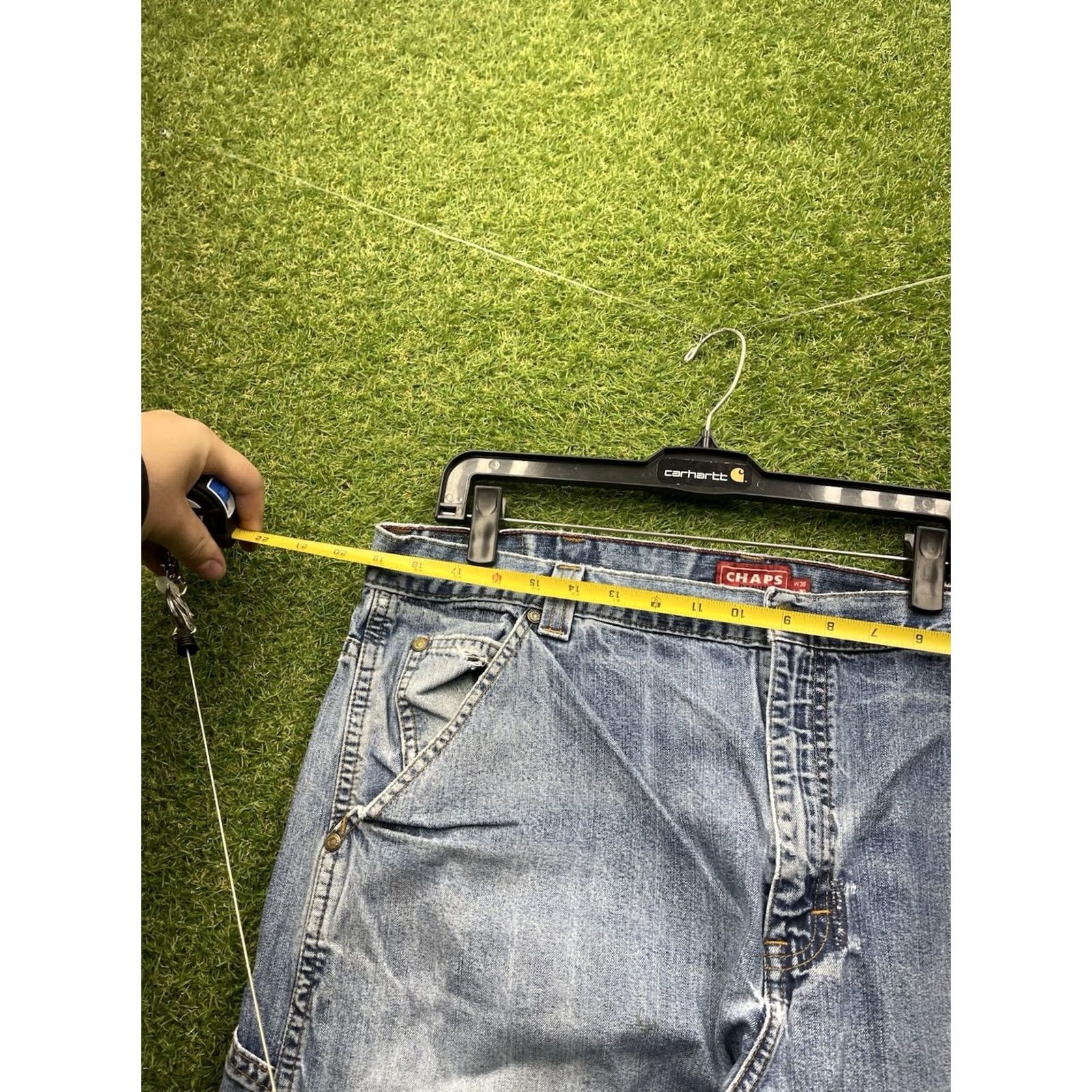 Chaps VINTAGE Chaps Carpenter Jeans Mens 38x30 Denim 5-Pocket Relaxed Waist 38 Blue Grunge Skater Wide Leg Jeans Mens Size US 38 / EU 54 - 5 Thumbnail