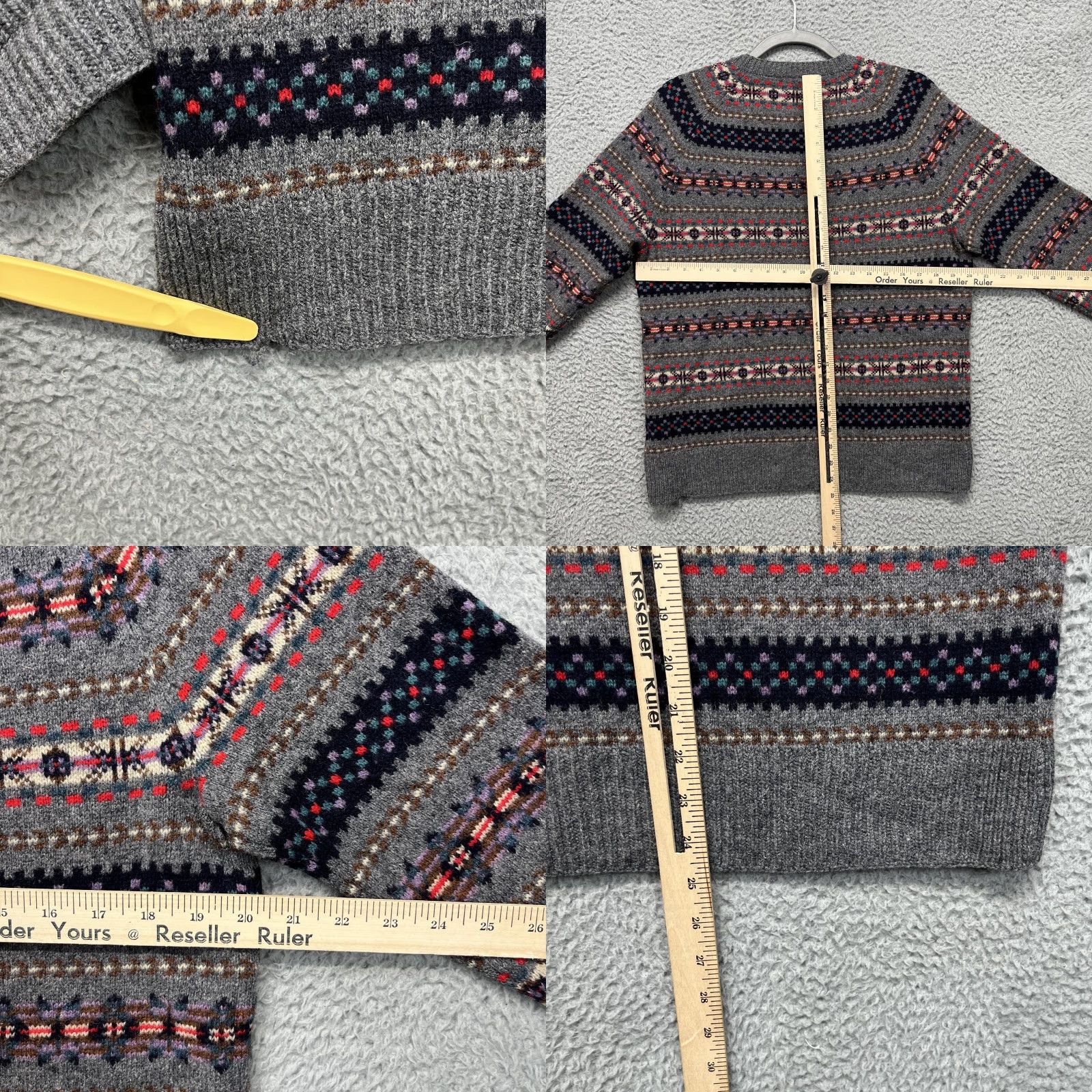 J.Crew J.Crew Sweater Mens Medium Gray Fair Isle Lambswool Crewneck Pullover Knit Size US M / EU 48-50 / 2 - 8 Thumbnail