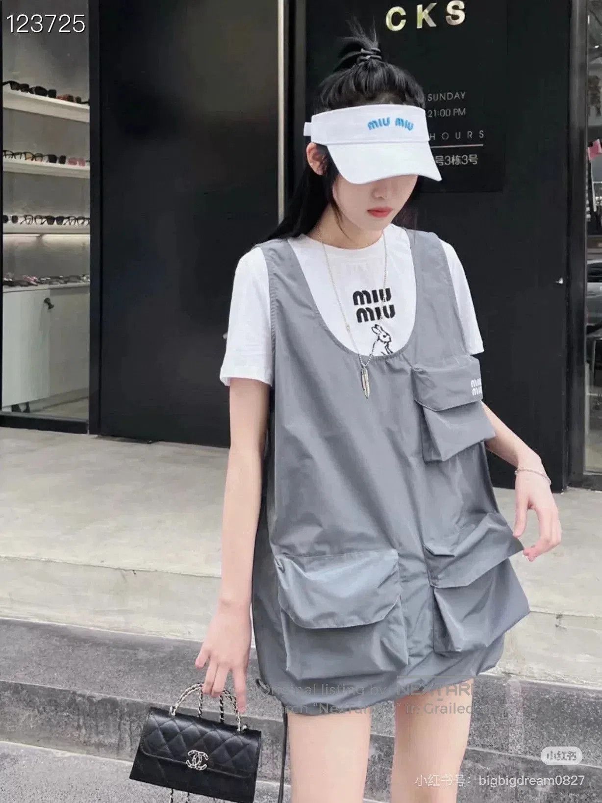 Miu Miu MiuMiu Gray Utility Vest Dress. Size S / US 4 / IT 40 - 6 Thumbnail
