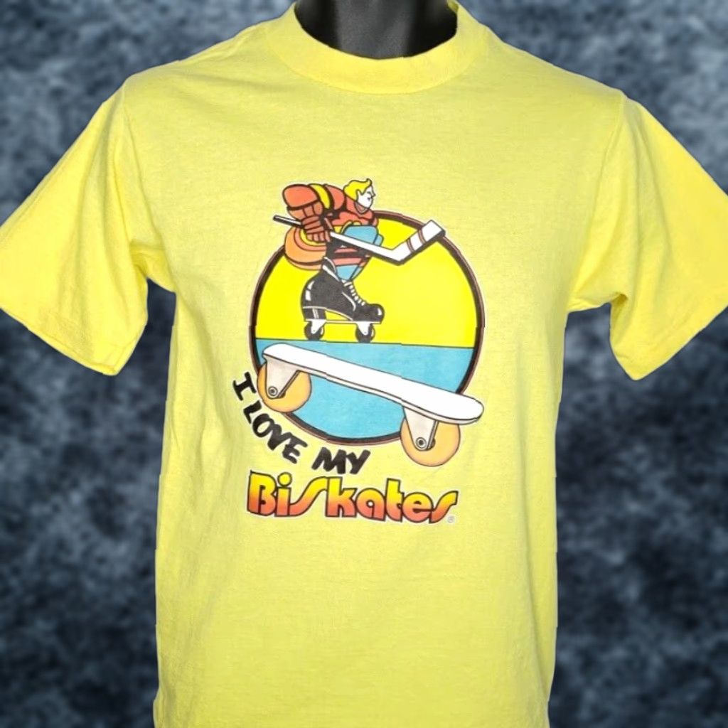 Vintage VINTAGE Bi Skates T Shirt Mens Small 70s I Love My BiSkates Made In USA Yellow 100% Cotton Graphic Tee Mens Size US M / EU 48-50 / 2 - 1 Thumbnail