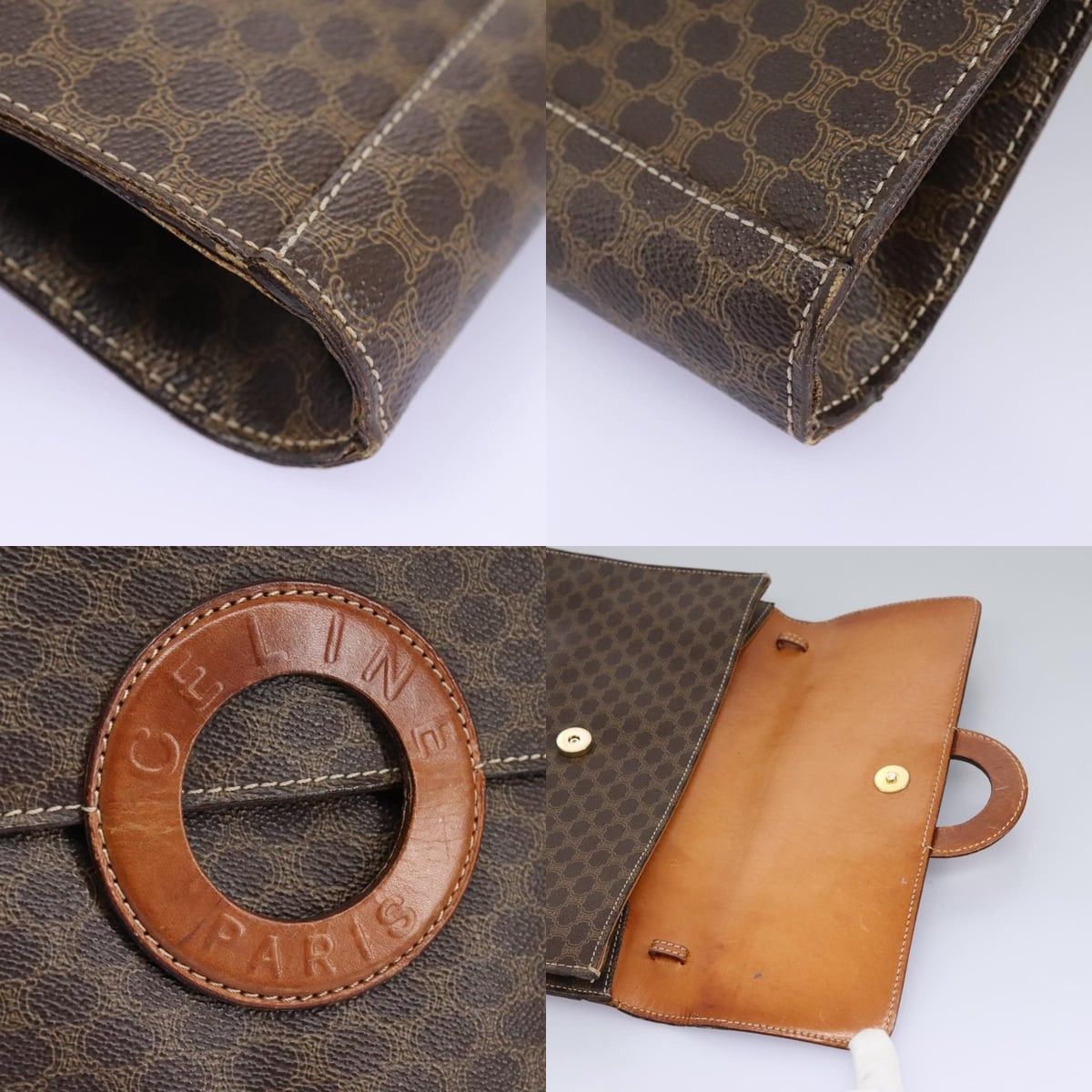 Celine CELINE Macadam Canvas Shoulder Bag Pvc Brown Gold Size ONE SIZE - 10 Thumbnail