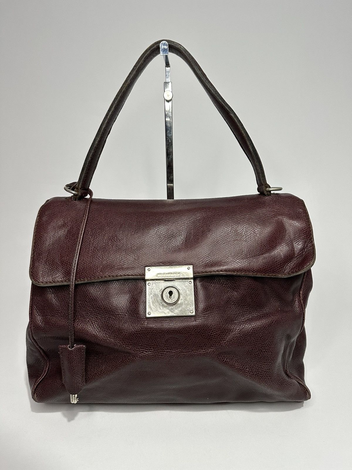 JIL SANDER Dark Burgundy Leather Handbag.