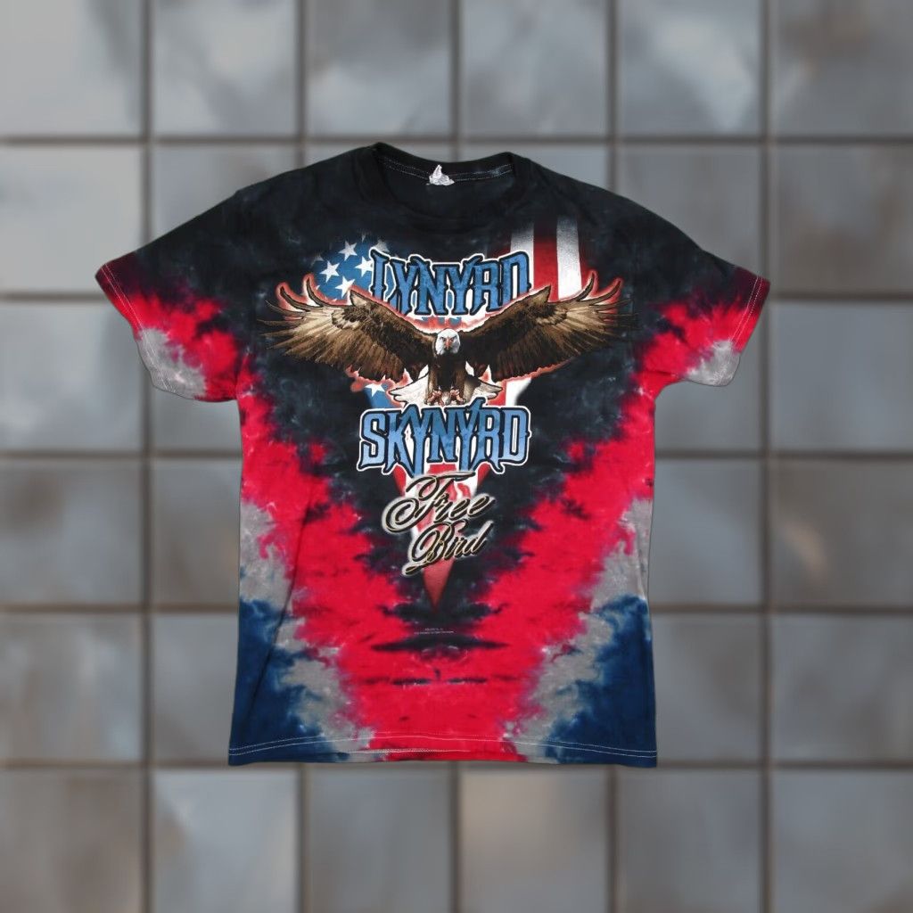 Delta VINTAGE Lynyrd Skynyrd T-Shirt Men Short Sleeve Crew Neck Black Tie Dye Free Bird 2010s Rock Gift Size US M / EU 48-50 / 2 - 1 Thumbnail