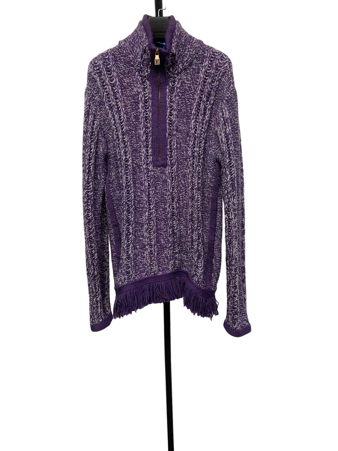 Louis Vuitton Louis Vuitton Purple Jacquard Half-Zip Sweater S Size US S / EU 44-46 / 1 - 1 Thumbnail