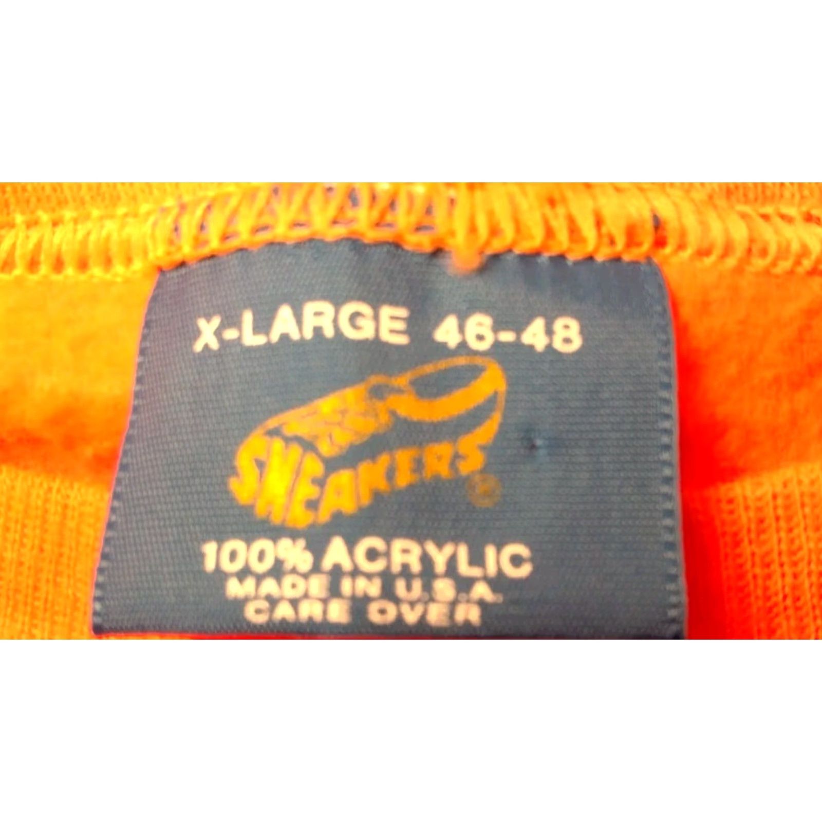 Vintage VINTAGE Sneakers Washington DC Sweatshirt Men XL Crew Neck Raglan Orange Knit Sweatshirt, Long Sleeve, Pullover, Acrylic, Solid, DC Theme, Vintage Size US XL / EU 56 / 4 - 7 Thumbnail