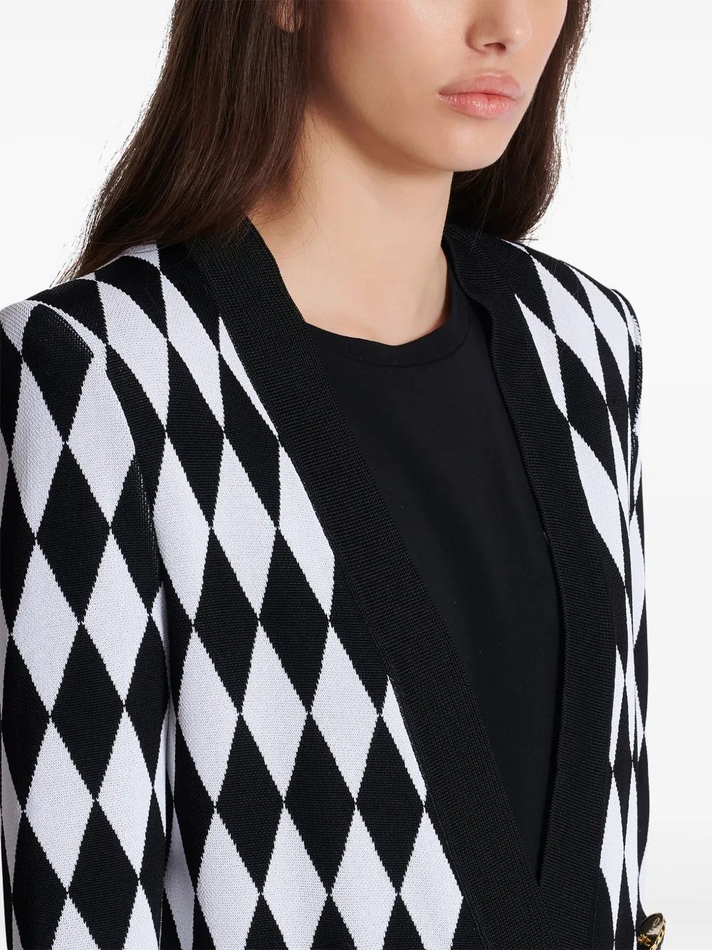 o1s1wg110825 Patterned Jacquard Jacket in Black/White