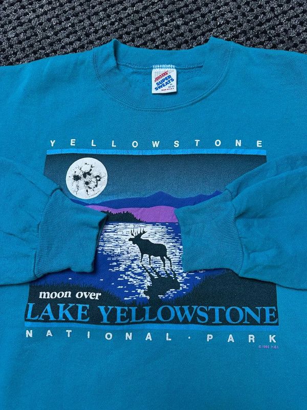 Jerzees Vintage Yellowstone Park 1985 Nature Graphic 80s Sweatshirt Size US M / EU 48-50 / 2 - 5 Thumbnail