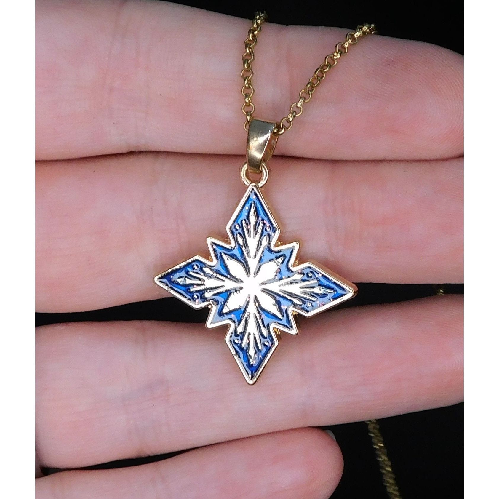 Other Blue And Gold Tone Snowflake Pendant Necklace Size ONE SIZE - 2 Thumbnail