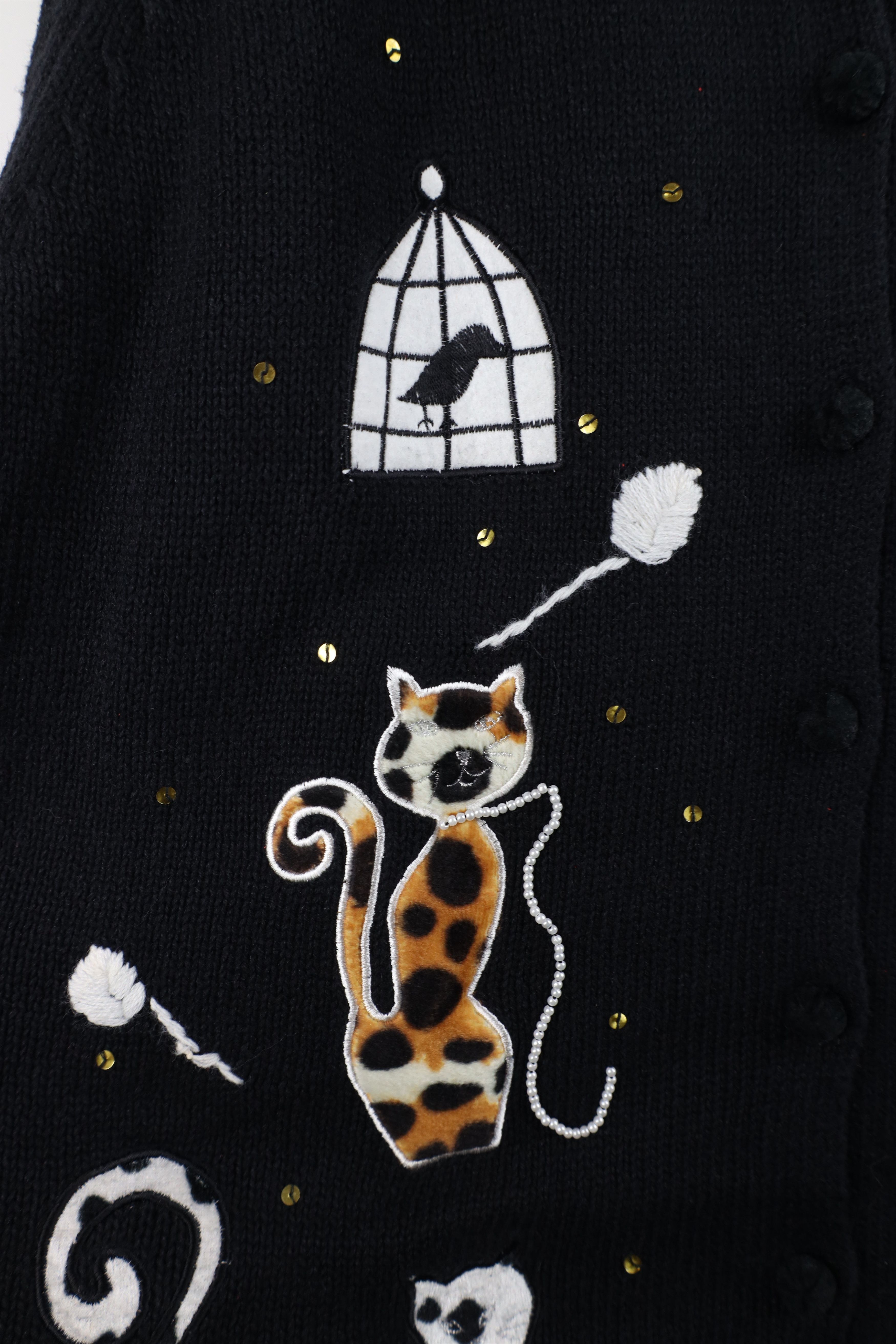 Vintage Vintage 90s Streetwear Cat Kitten Knit Cardigan Sweater Size L / US 10 / IT 46 - 5 Thumbnail