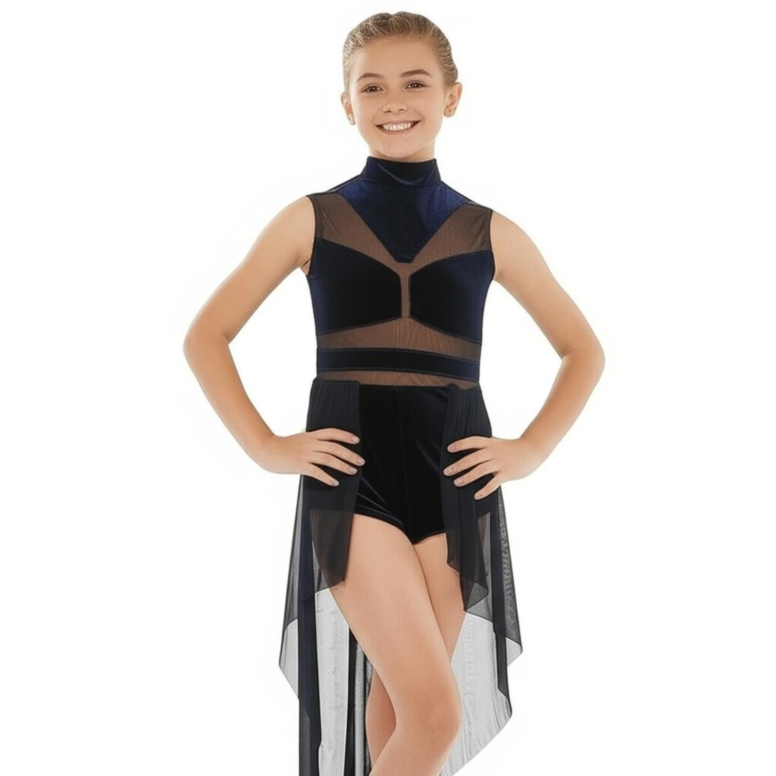 Other Kids Dance Costume 10/12 Navy Blue Lyrical Velvet Stage Size ONE SIZE - 1 Thumbnail