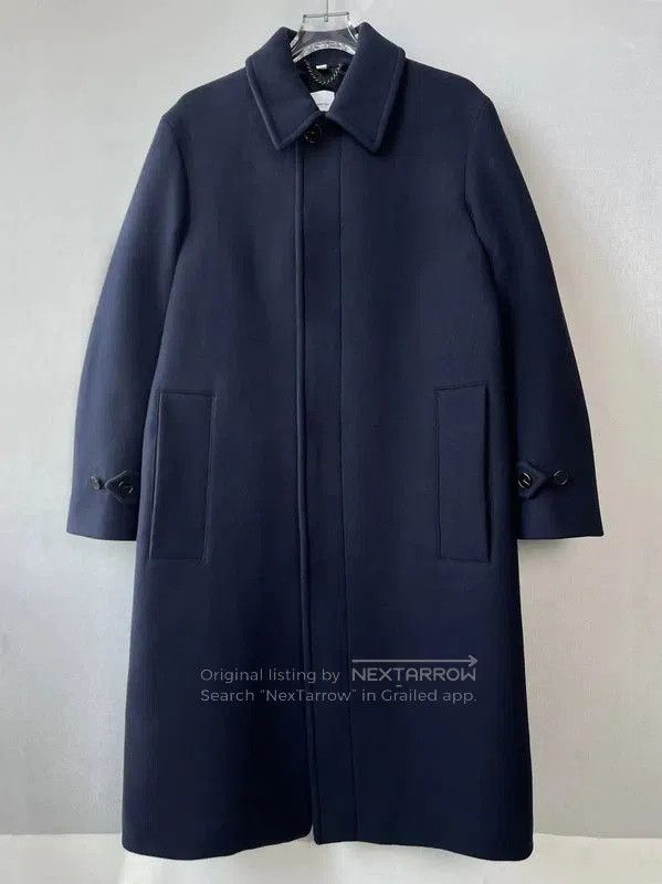 Burberry Navy Cotton Long Coat for Men.