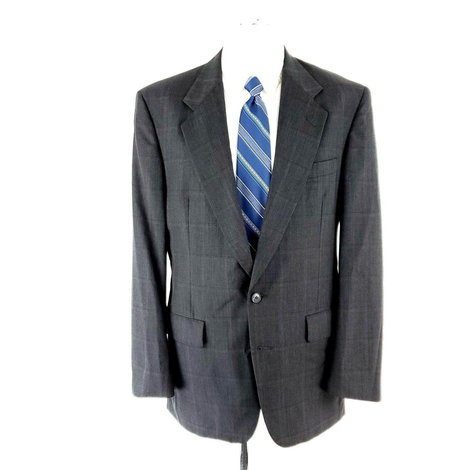 Hart Schaffner Marx Hart Schaffner Marx Wool 2 Button Blazer 40L Gray Plaid W/ P Size 40L - 3 Thumbnail