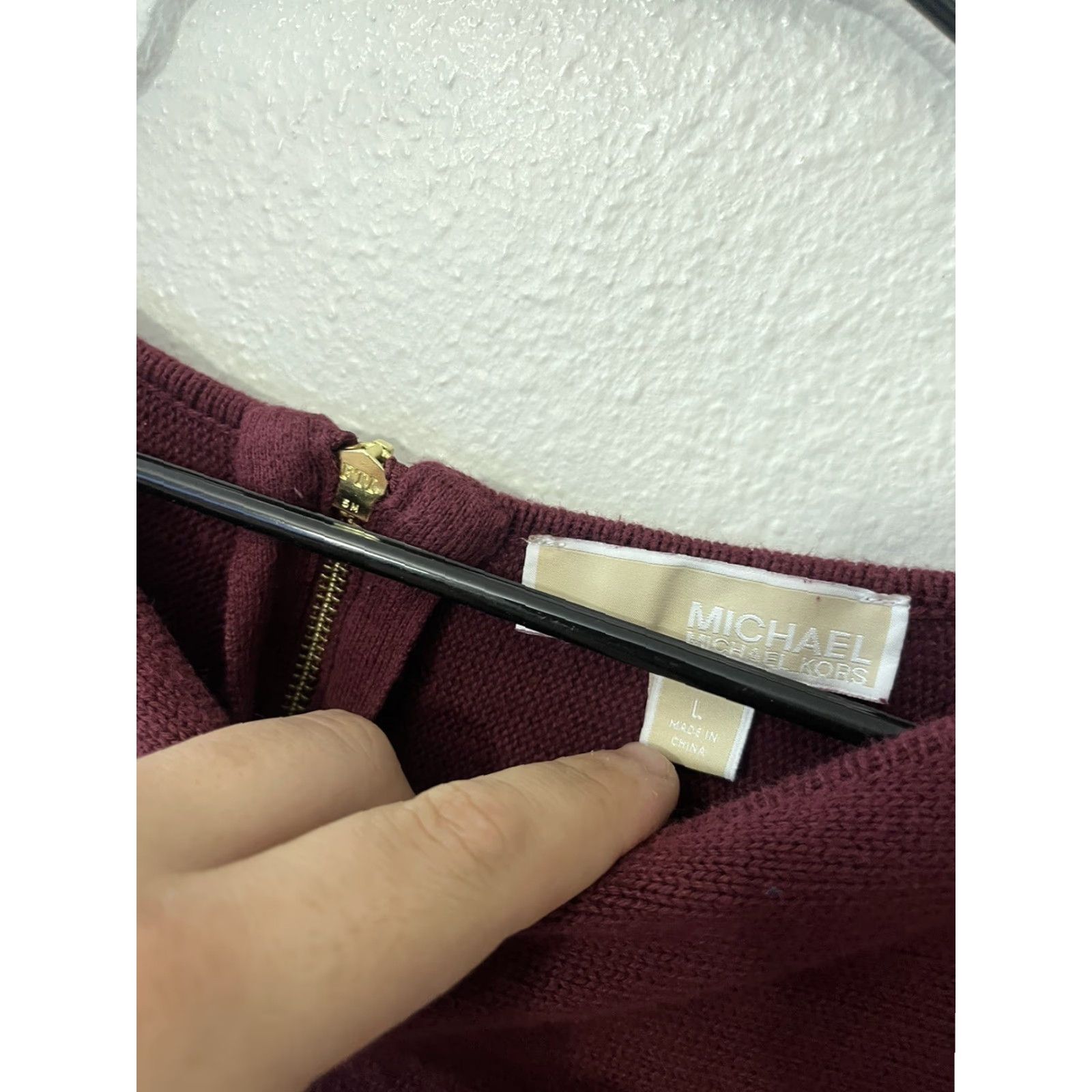 Michael Kors MICHAEL KORS Long Sleeve Sweater Womens Zip Up Cotton Blend Top L Burgundy Size L / US 10 / IT 46 - 3 Thumbnail