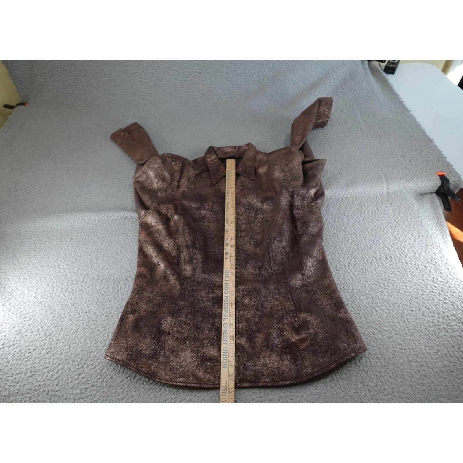 Roper Roper Leather Jacket Womens XL Brown Hook Front Western Shirt Jacket Casual Size XL / US 12-14 / IT 48-50 - 4 Thumbnail