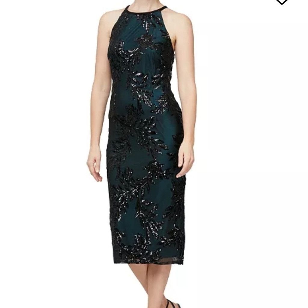 Alex Evenings NWOT Alex & Eve sequined halter midi sheath floral dress 10 Size M / US 6-8 / IT 42-44 - 2 Thumbnail