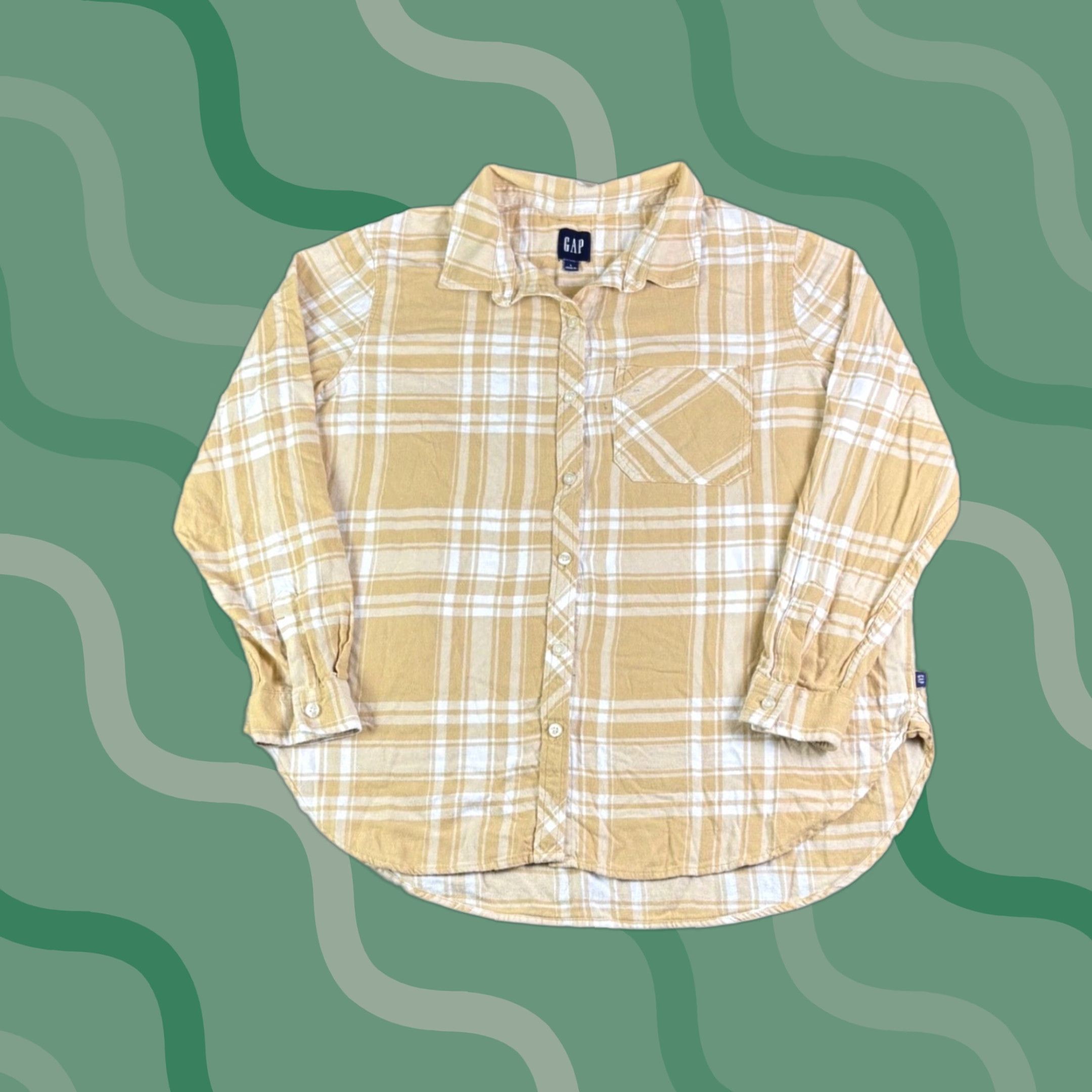 Gap Gap Shirt Plaid Button-Down Long Sleeve Beige White L Womens Vintage? No, Basic Casual 30s Pattern Pocket Button-Up Cotton Be aege Size L / US 10 / IT 46 - 1 Thumbnail