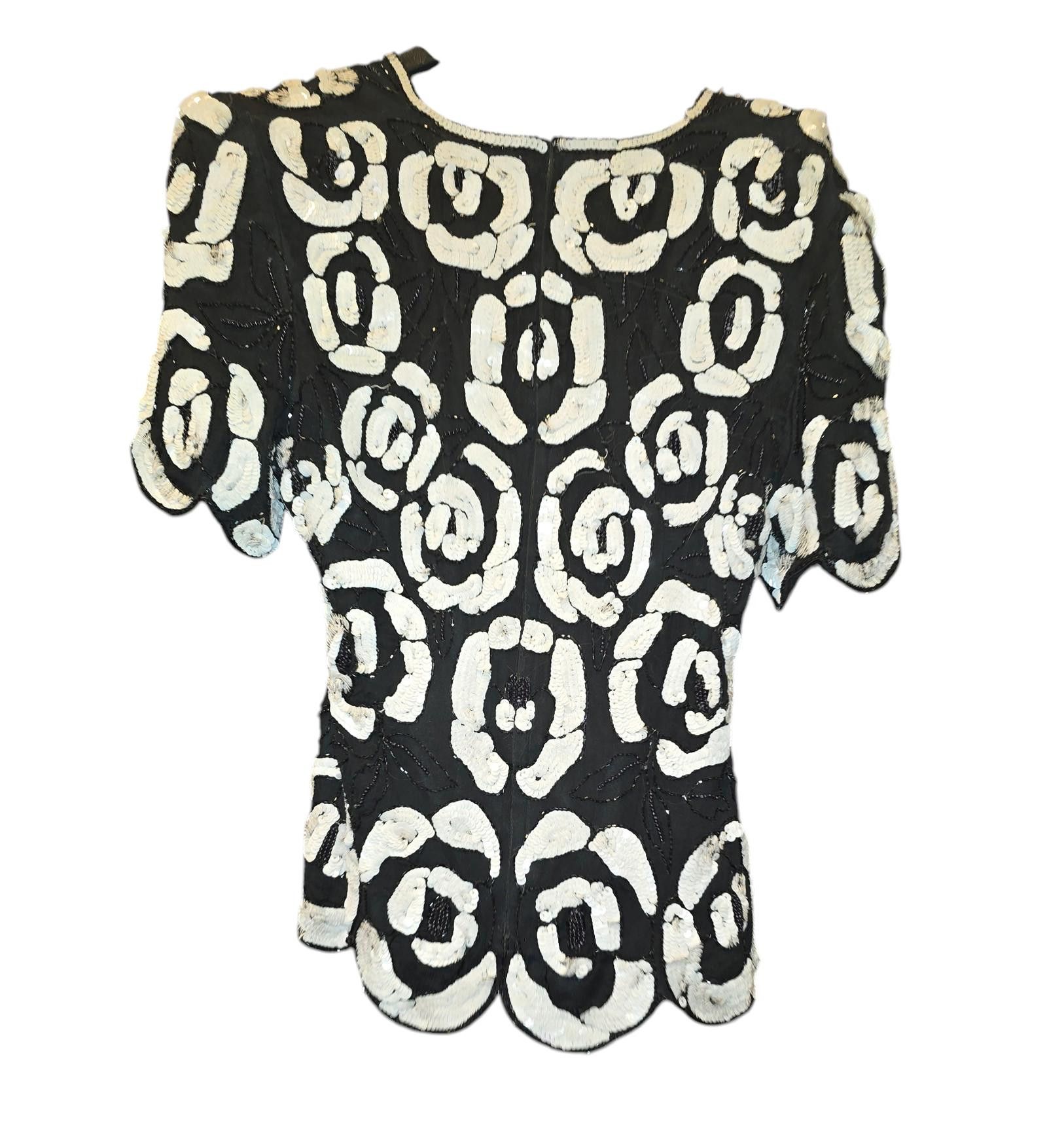 Black Scale Vintage Scala Beaded Top - Size M Size M / US 6-8 / IT 42-44 - 2 Thumbnail