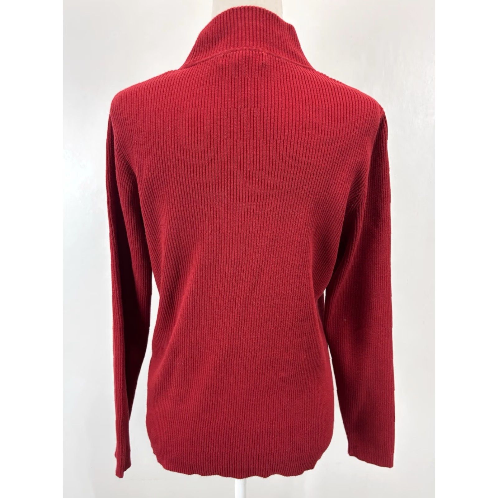Ralph Lauren VINTAGE Lauren Ralph Lauren Ribbed Mock Turtleneck Sweater Women’s XL Red 90s Preppy Pullover Knit Size XL / US 12-14 / IT 48-50 - 3 Thumbnail