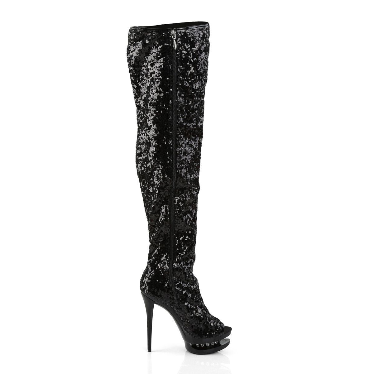 Other Blondie 3011 Black Sequin Slouchy High Heel Platform Ankle B Size US 10 / IT 40 - 2 Thumbnail