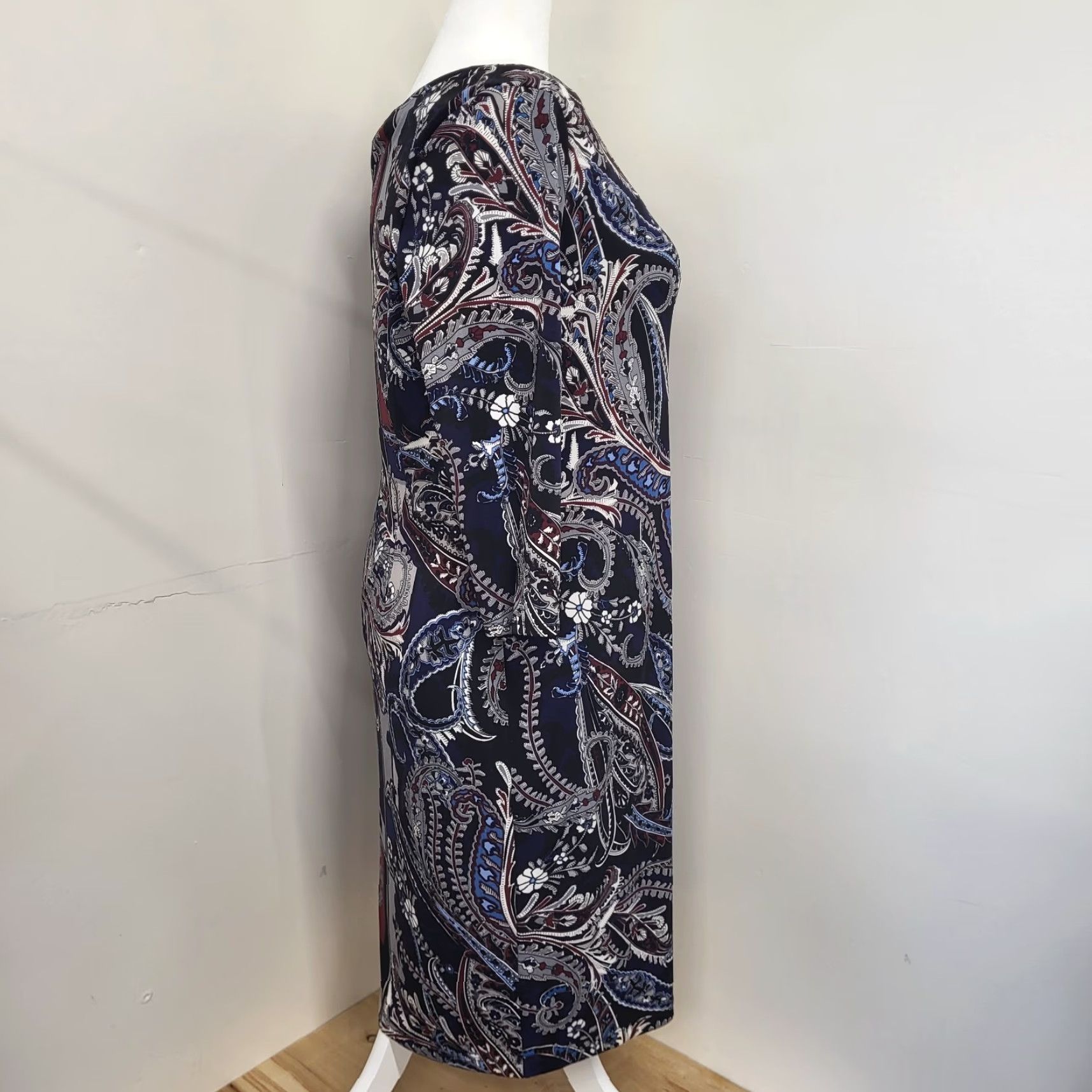 Vintage CATO Dress Womens XL 3/4 Sleeve Scoop Neck Lined Boho Floral Paisley Print Dress Size XL / US 12-14 / IT 48-50 - 7 Thumbnail