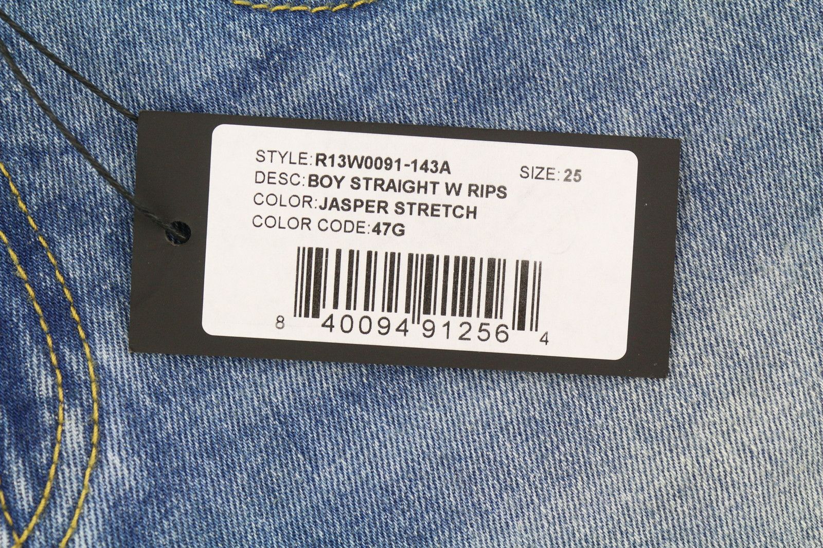 R13 BOY STRAIGHT 25 Jasper Stretch Ankle Length Distress 84433 Size 25" / US 0 / IT 36 - 7 Thumbnail