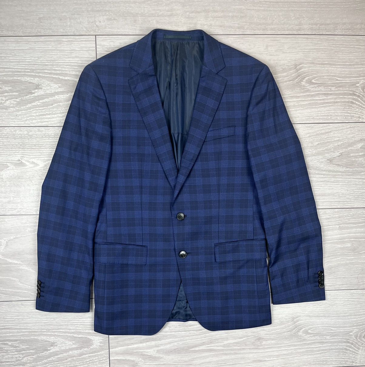 Hugo Boss Hugo Boss Wool/Silk Plaid Blue Two Buttons Suit Blazer Pants Size 36R - 2 Thumbnail