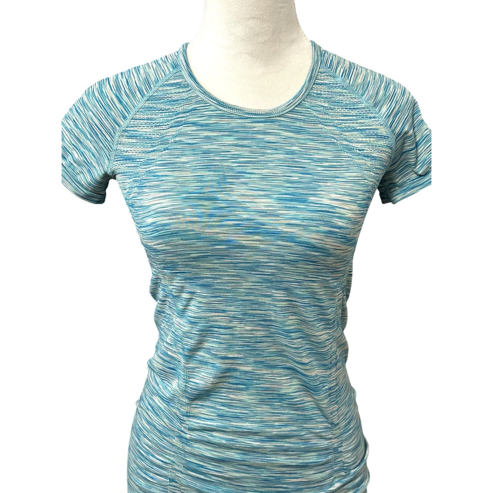 Other Athleta Activewear Top Space Dye Short Sleeve Ruched Blue XS Size XS / US 0-2 / IT 36-38 - 2 Thumbnail