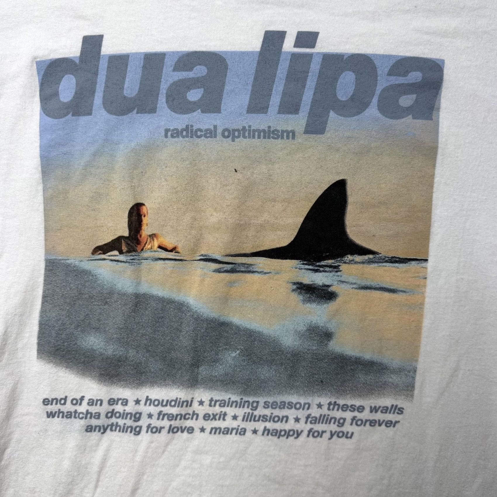 Vintage Dua Lipa Shirt Mens Medium White Radical Optimism Album Shark Graphic Tee Size US M / EU 48-50 / 2 - 2 Thumbnail