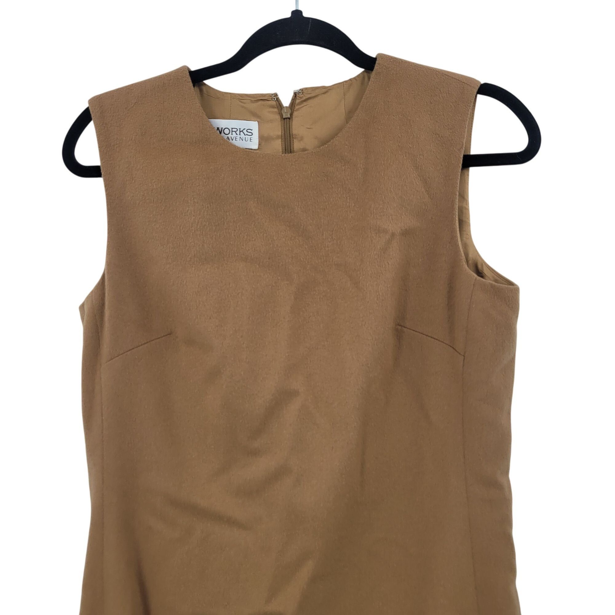 Saks Fifth Avenue Vtg 70s Saks Fifth Avenue Wool Blend Sleeveless Camel Sheath Size L / US 10 / IT 46 - 4 Thumbnail