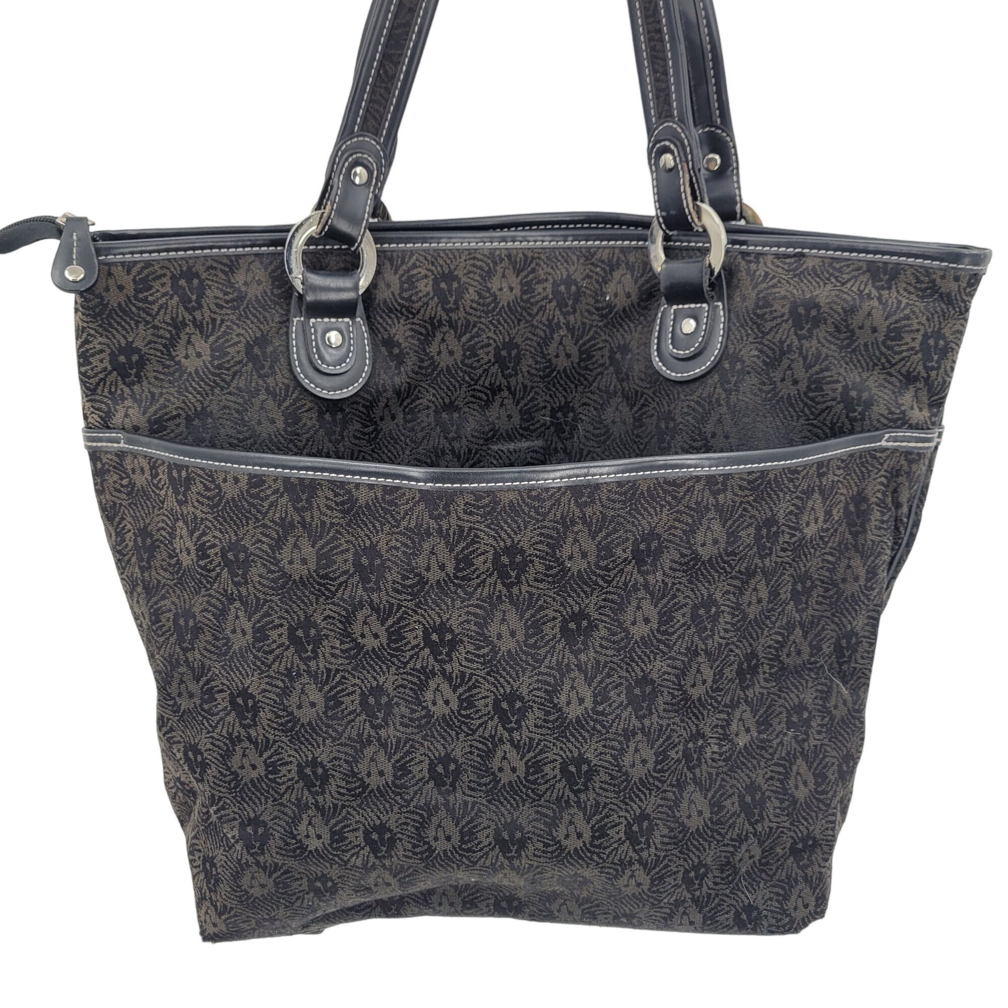 Anne Klein Vtg Anne Klein Black Iconic Lion Logo Print Tote Shoulder Ba Size ONE SIZE - 4 Thumbnail