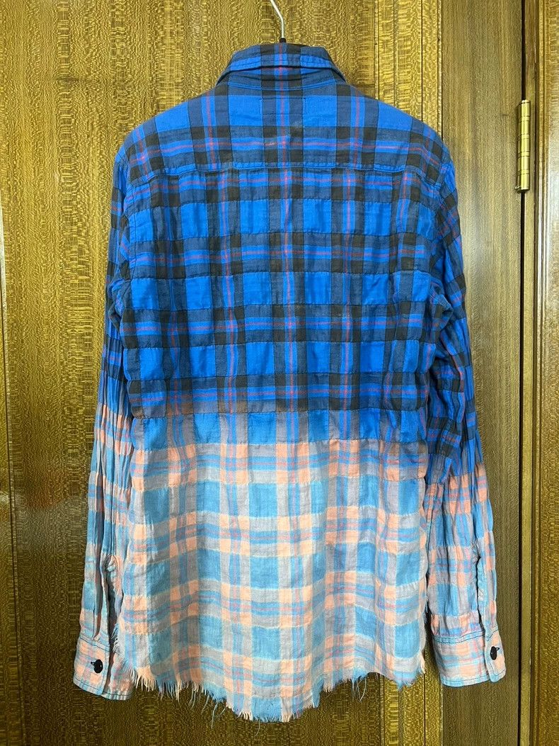 Yves Saint Laurent Saint Laurent 16 oz Fringed Blue Orange Gradient Plaid Shir Size US XS / EU 42 / 0 - 2 Thumbnail