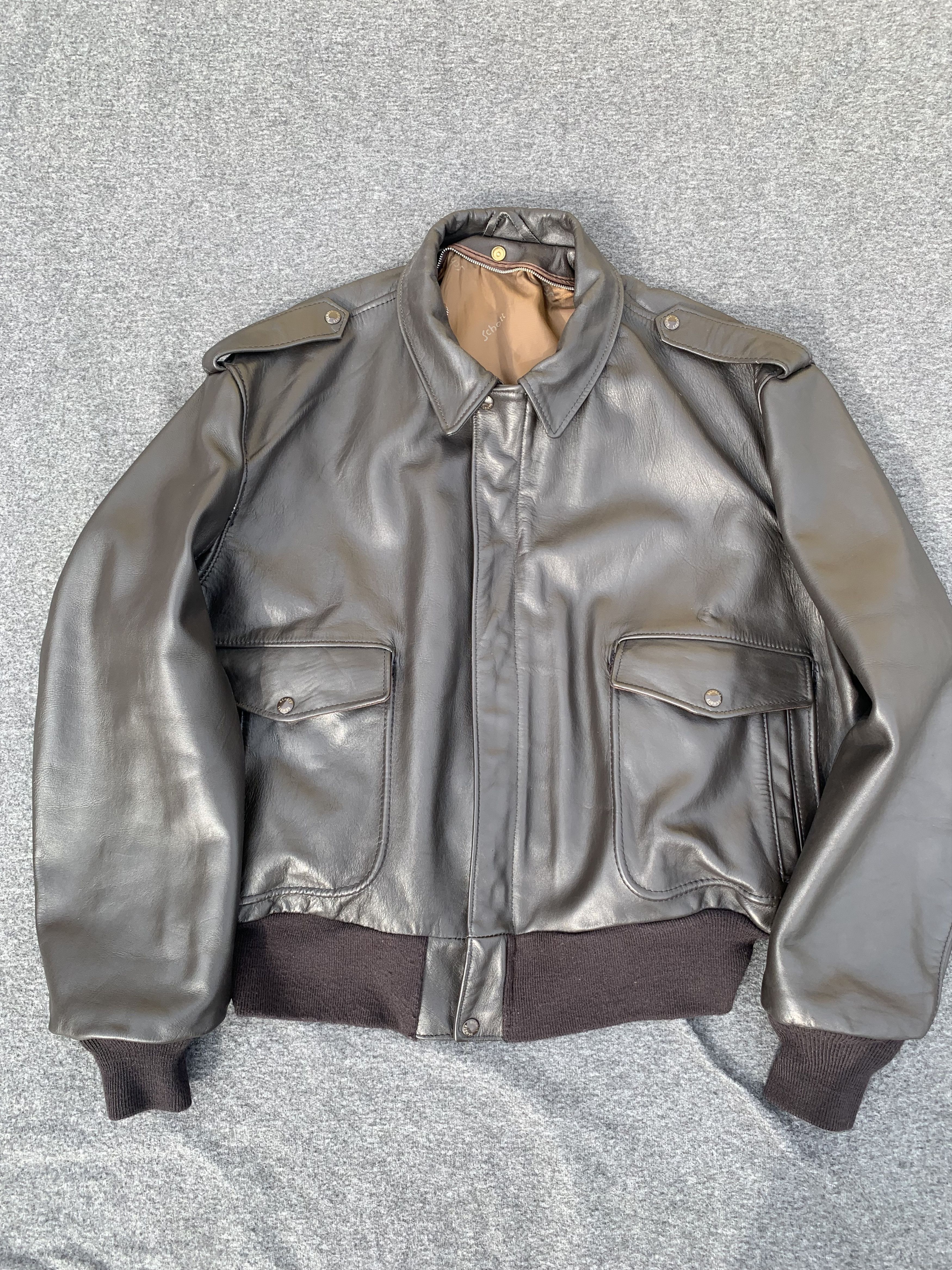 Schott Schott NYC 684SM – Naked Cowhide Flight Jacket – Size 52 US Size US L / EU 52-54 / 3 - 1 Thumbnail