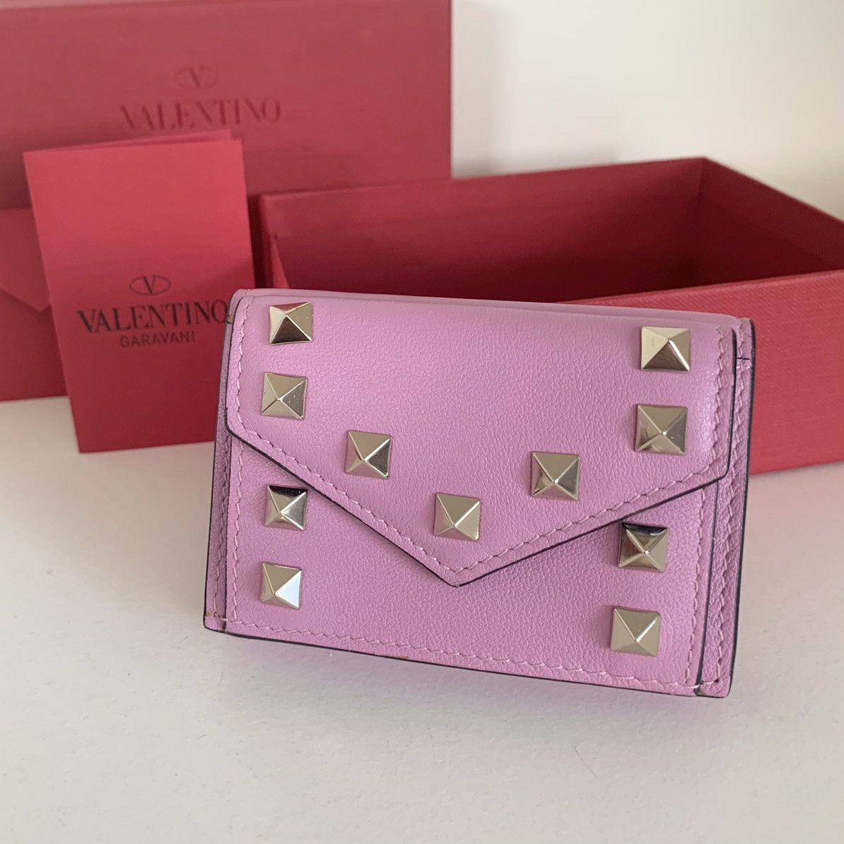 Valentino Pink rockstud trifold wallet Size ONE SIZE - 20 Thumbnail