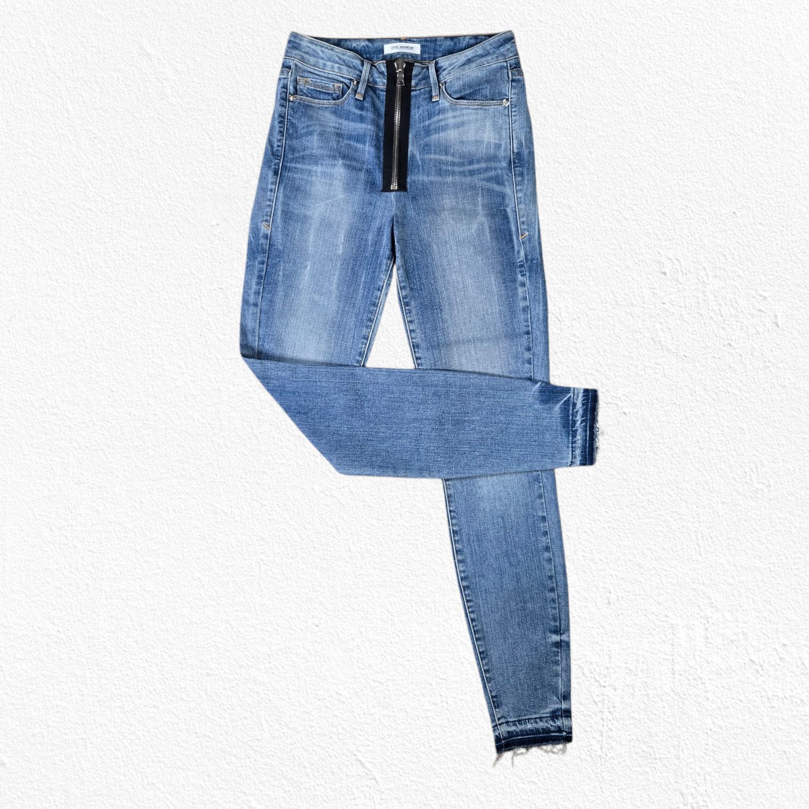 Good American Good Waist Zip High Rise Skinny Jeans Size 24